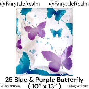 10”x13” Blue Purple Butterfly ( 25 ) Poly Mailers, Shipping Envelopes, Gift Bags